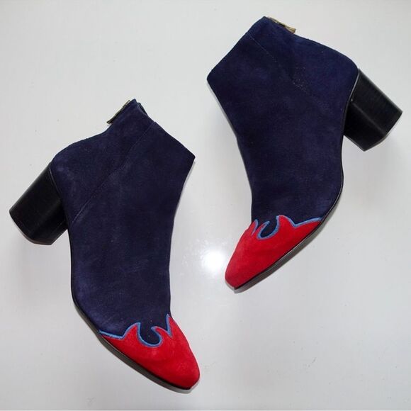 Free People Adele Flame Suede Ankle Boots 38 - Picture 2 of 6